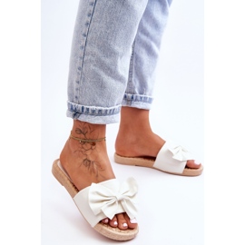 FK1 Chinelos femininos da moda com laço Estera branco 2 FK1 Chinelos femininos da moda com laço Estera branco 2