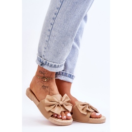 FK1 Chinelos femininos da moda com laço Estera bege 1 FK1 Chinelos femininos da moda com laço Estera bege 1
