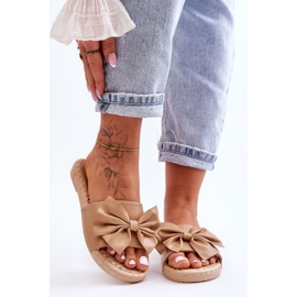 FK1 Chinelos femininos da moda com laço Estera bege 2 FK1 Chinelos femininos da moda com laço Estera bege 2