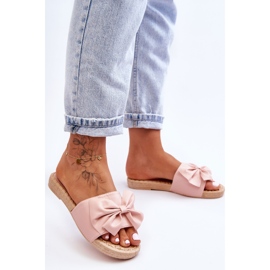 FK1 Chinelos femininos da moda com laço Estera rosa 2