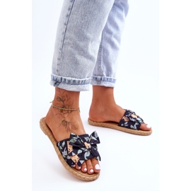 FK1 Chinelos femininos com laço de tecido flor preta preto 1 FK1 Chinelos femininos com laço de tecido flor preta preto 1