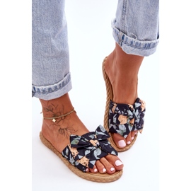 FK1 Chinelos femininos com laço de tecido flor preta preto 2 FK1 Chinelos femininos com laço de tecido flor preta preto 2