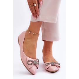 WS1 Bailarinas elegantes com um laço e strass rosa antigo 1 WS1 Bailarinas elegantes com um laço e strass rosa antigo 1