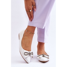 WS1 Bailarinas elegantes com um laço e strass branco uma vez 1