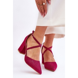 WS1 Bombas de glitter da moda no calcanhar fúcsia Galaxy rosa 1