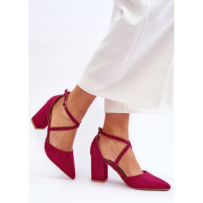 WS1 Bombas de glitter da moda no calcanhar fúcsia Galaxy rosa 2