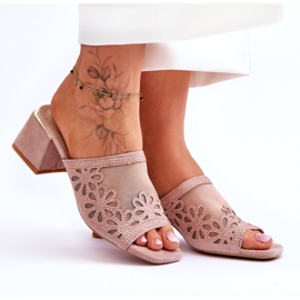 S.Barski Salto feminino com malha e zircões S. Barski KV-612-1 bege 6