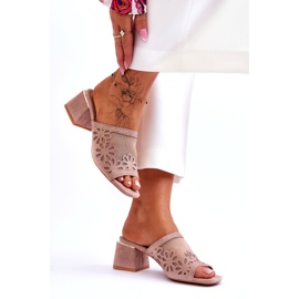 S.Barski Salto feminino com malha e zircões S. Barski KV-612-1 bege 4