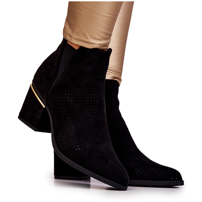 PS1 Botas de cowboy a céu aberto de camurça preta Helloni preto 7