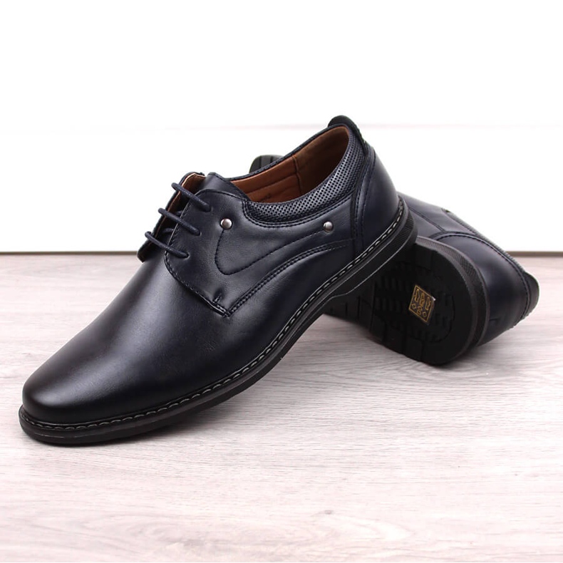 Sapatos elegantes de homem com atacadores azul marinho News 4092 2