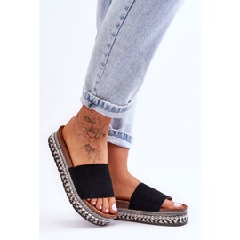 WR1 Chinelos femininos de camurça lisa pretos Hayen 2